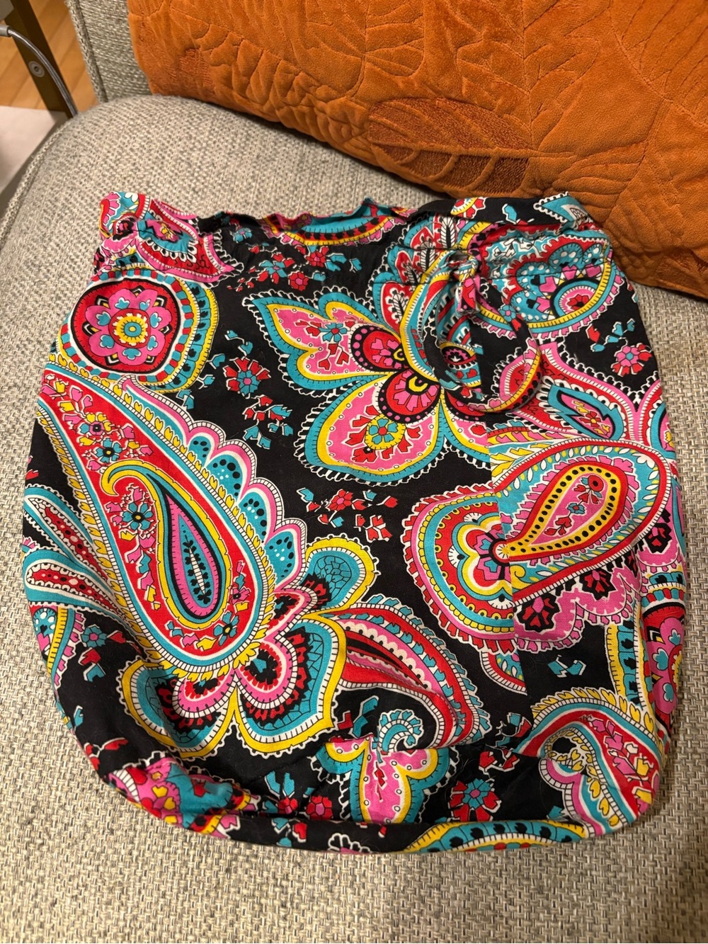 Vera Bradley Ditty Bag- Black Paisley with Pink, Turquoise, & Yellow Accents - Picture 3 of 5